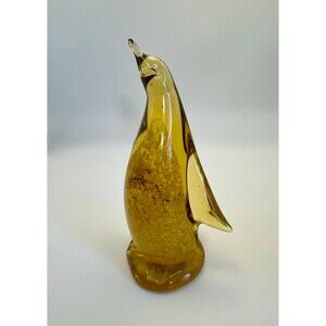 Vintage Altaglass Yellow Penguin Figurine Artist Glass Handmade